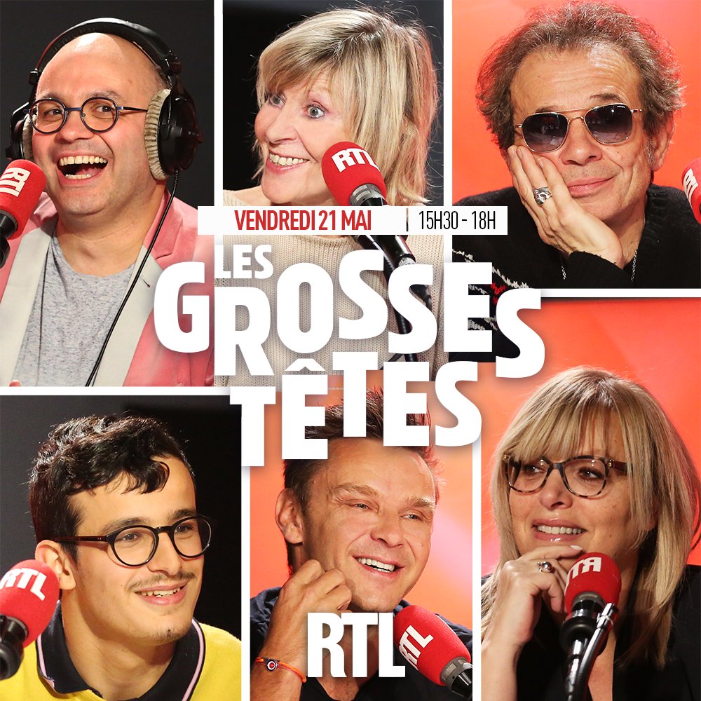 🎙💎🎭💡✈⚽ Bonjour à tous ! Découvrez #LesGrossesTêtes de ce vendredi #21Mai ❗❗ Autour de @ruquierofficiel aujourd'hui : @CarolineDiament, #PhilippeManoeuvre, @riouyoann, @ChantalladesouO, @Jeanfi_Janssens et #PaulElKharrat😉🎙 Rendez-vous à 15h30 sur @RTLFrance ! ⏰