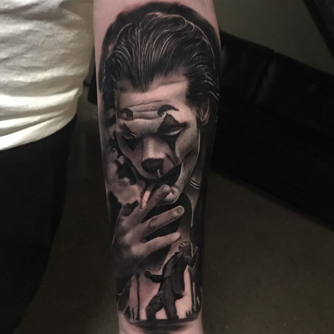 تويتر  Killer Ink Tattoo على تويتر Black and grey Joker themed work by  Akos Strenner with killerinktattoo supplies killerink tattoo tattoos  bodyart ink tattooartist tattooink tattooart blackandgrey  blackandgreytattoo jokertattoo https 