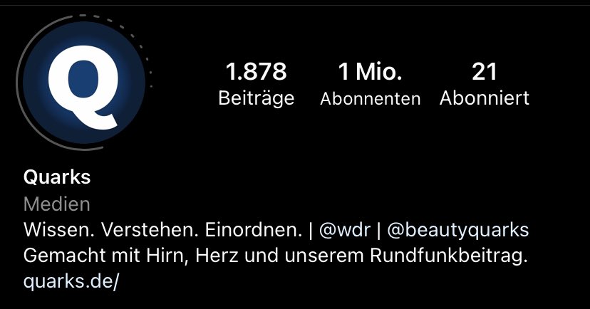 JonathanFocke's tweet photo. Wissenschaft auf Instagram? Ziemlich viele waren am Anfang ziemlich skeptisch. Drei Jahre später können wir es bei @quarkswdr selbst kaum glauben: 1 Mio. Abonnenten 🥳 #teamlove https://t.co/57j1bjyCsf