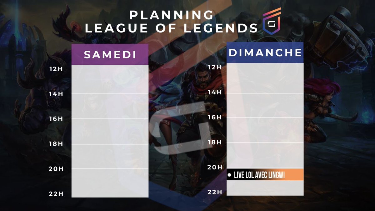 GamingAcademyfr's tweet photo. Plannings du Week End disponibles pour #Fortnite , #LeagueOfLegends et #FIFA21 🤩 https://t.co/3QpONGMnry