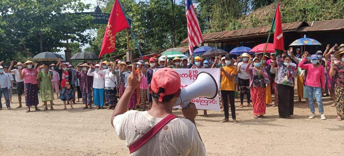 Protesters representing different ethnic groups took to the streets against the military regime in Myanmar’s jade-mining hub, #Hpakant  in #Kachin  State, on Friday. (Photo: S-K)

#WhatsHappeningInMyanmar