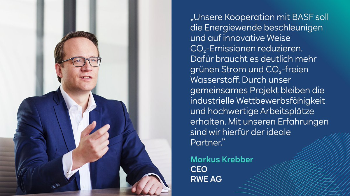 Leuchtturm-Projekt von RWE und <a href="/BASF/">BASF</a>: Ein zusätzlicher Offshore-Windpark soll den BASF-Standort Ludwigshafen mit Strom versorgen und zur CO2-freien Wasserstoffproduktion dienen. Grüner Strom &amp; innovative Technik für Klimaschutz in der chemischen Industrie. group.rwe/presse/rwe-ag/…