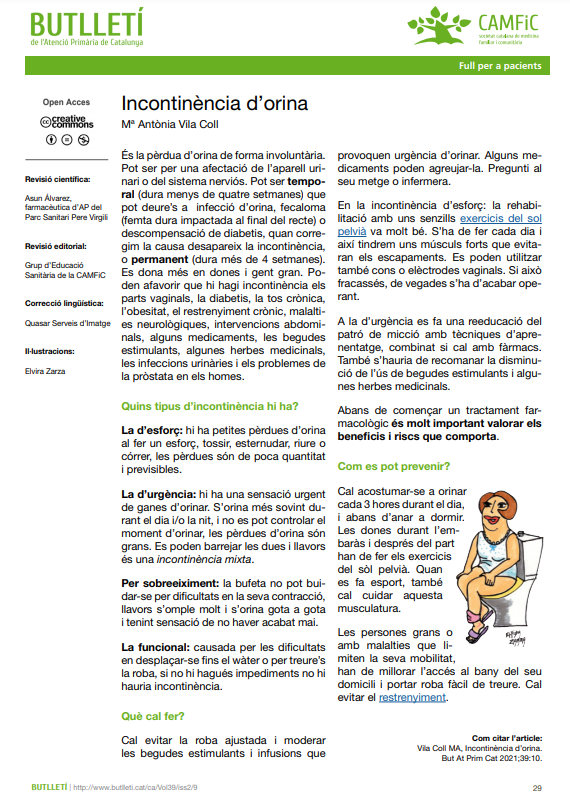 CAMFiC's tweet photo. 📢#butlletíAP Volum 39  Núm. 2 

🚰Incontinència d’orina

📲https://t.co/mIjzmxSsfJ https://t.co/cbSdf0Rxax