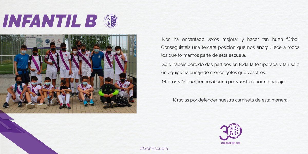 EFCarabanchel's tweet photo. 🎩⚽️ BRAVO INFANTILES 

👉🏻 A veces la competición es dura y no da el premio que se merece.

‼️ Tres terceros puestos, tres ascensos que rozamos. Sois un orgullo para nosotros. 

#GenEscuela ⚪️🟣⚪️ https://t.co/wQm8GSYpbU