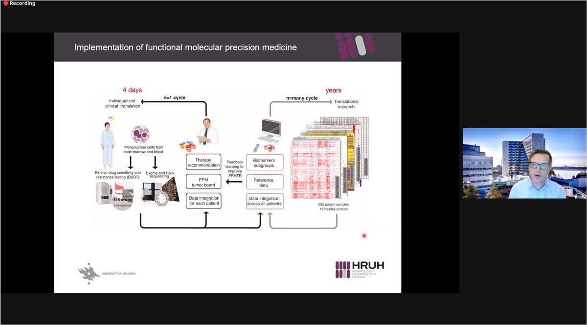 Day2, @JInternMed symposium on Precision Medicine in Hematology. Kimmo Porkka, Helsinki, shared their exciting real-world experience of precision medicine in AML. 

#JIM2021precisionhematology https://t.co/LXniHWvoEp
