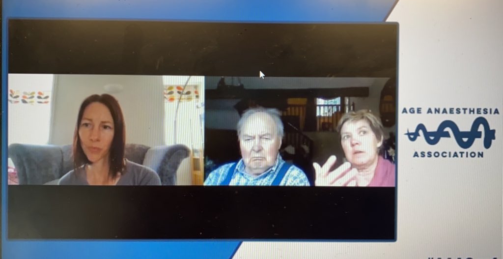 AgeAnaesthesia's tweet photo. We are so pleased to have patient Dr Jim Reynolds on the platform with @drKathrynMcC hearing about #EmLap and functional outcomes. #AAAconf https://t.co/mBV0qddFOi
