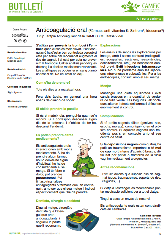 CAMFiC's tweet photo. 📢#butlletíAP Volum 39 Núm. 2 

🩸Anticoagulació oral

📲 https://t.co/phxfHewrwP https://t.co/4qgXYfwnFR