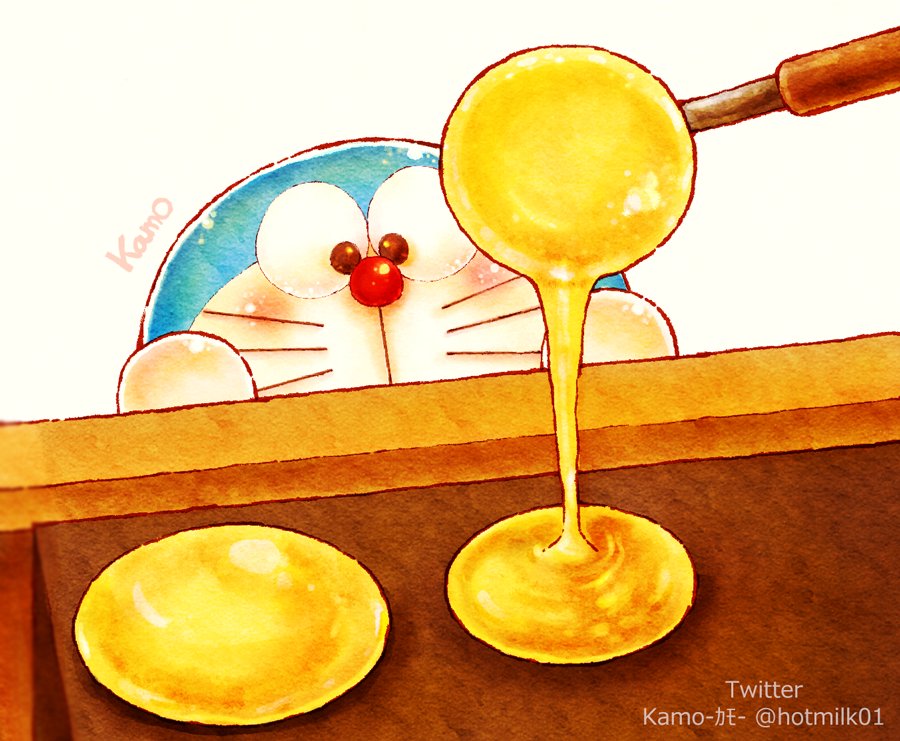 Twitter 上的 Kamo 食べ物 動物ｲﾗｽﾄ 1枚目 どら焼きが出来るのをジッと見つめて待つドラえもん 2枚目 焼色にドキドキなドラえもん 3枚目 餡子だっ 期待でいっぱいのドラえもん 4枚目 ワーイ 待ってましたー なドラえもん ドラえもん 食べ物イラスト T