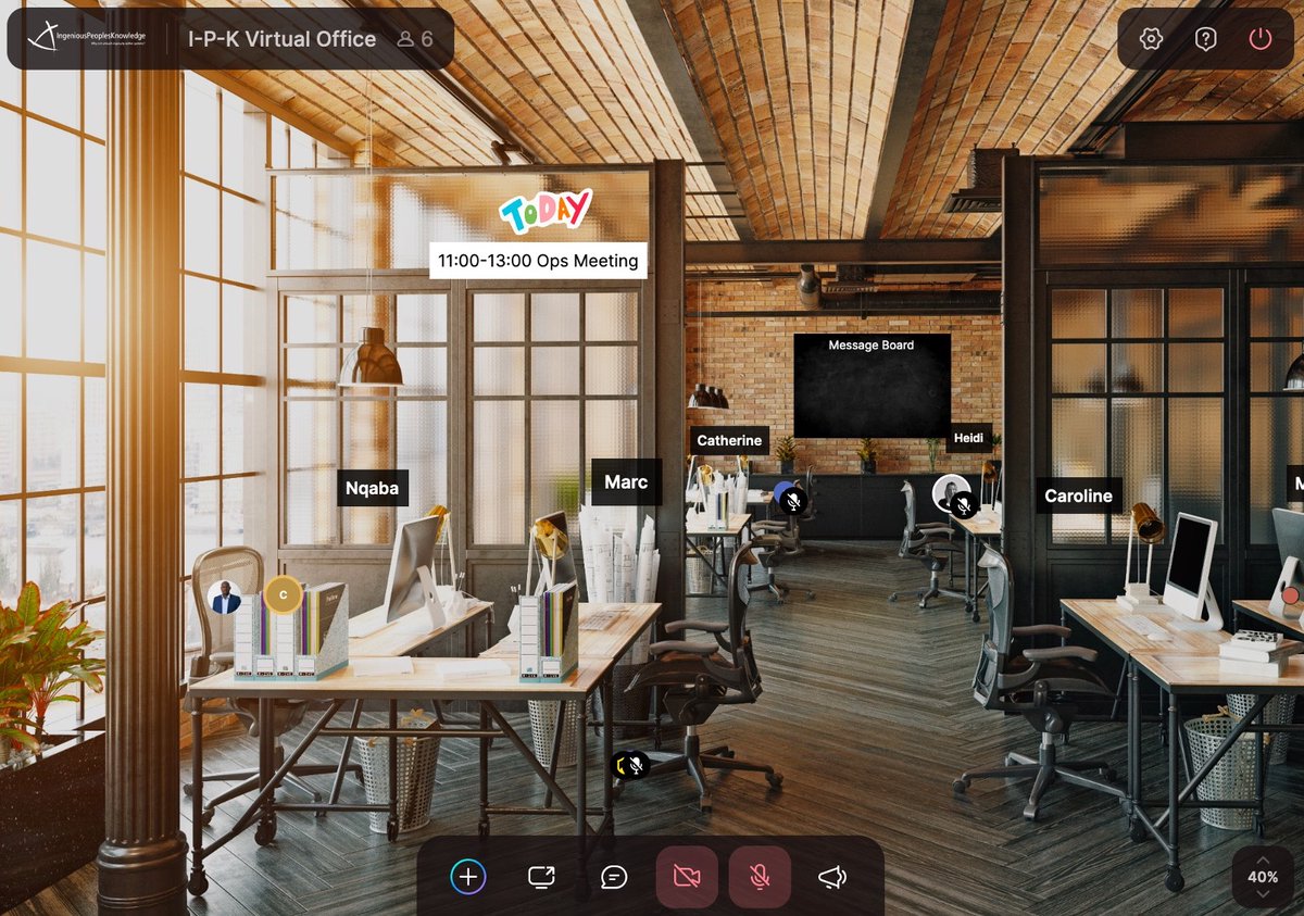 IPK has opened up a virtual office space, and we would like to invite others to join us in this space, to pop in and say hello. Find out more bit.ly/3f3zVOq. #virtual #office #space #ipk #ingeniouspeoplesknowledge