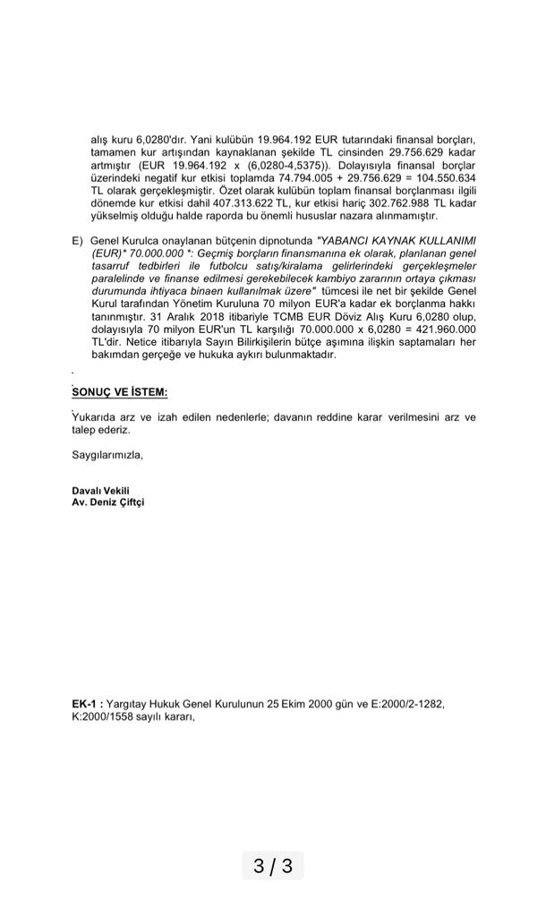 Fikret Orman ve yönetimini savunarak bütçe aşım davamızın reddini talep eden yönetiminin, suçların üstünü örten tavrı devam etmektedir. Her şeyin usulüne uygun olduğunu iddia edenlerin gerçek yüzünü herkesin görmesi için ilgili beyanı Beşiktaş kamuoyunun dikkatine sunarız.