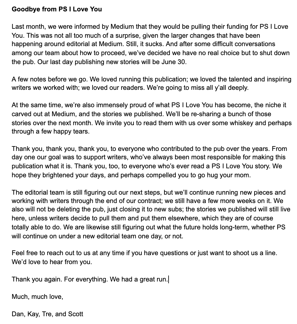 PostScriptLovin's tweet image. Some sad news to share today...