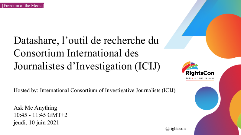 ICIJorg's tweet photo. .@SolineLedesert and Maxime Vanza Lutonda will do a tech demo (in English and French!) on #ICIJDatashare, showing how we analyze millions of documents collaboratively to uncover the biggest stories in the world.
Register for @rightscon by Friday, May 21: https://t.co/I7XInn7TF0 https://t.co/QADJipE8JE