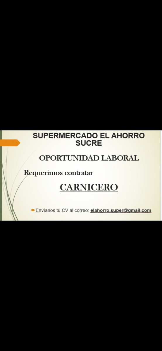 Por si tienen algún conocido para que le pasen la info, que tenga experiencia en carnicería y este sin trabajo nos esta urgiendo.