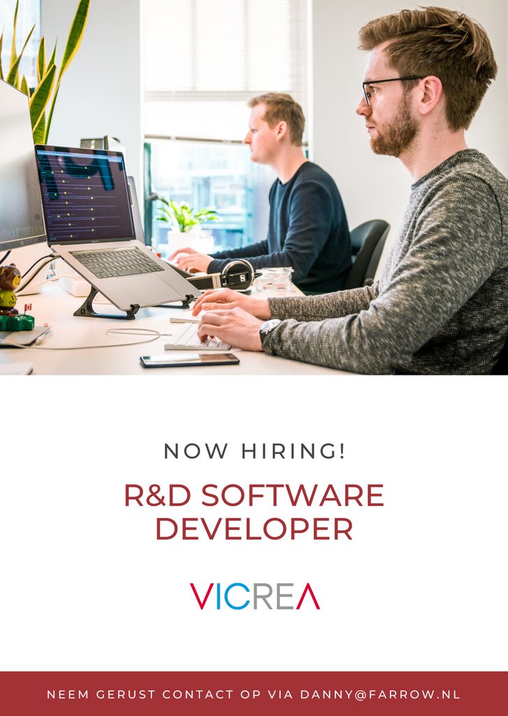 🚨 Vacature: 𝐑&amp;𝐃 𝐒𝐨𝐟𝐭𝐰𝐚𝐫𝐞 𝐃𝐞𝐯𝐞𝐥𝐨𝐩𝐞𝐫 bij Vicrea Solutions! 🚨

Wil je meer info? Neem dan gerust contact op met Danny Poelen via:
📞 06-40017042
✉️ danny@farrow.nl

cnto.io/AahQGPYn3

#vacature #softwaredeveloper #fullstack