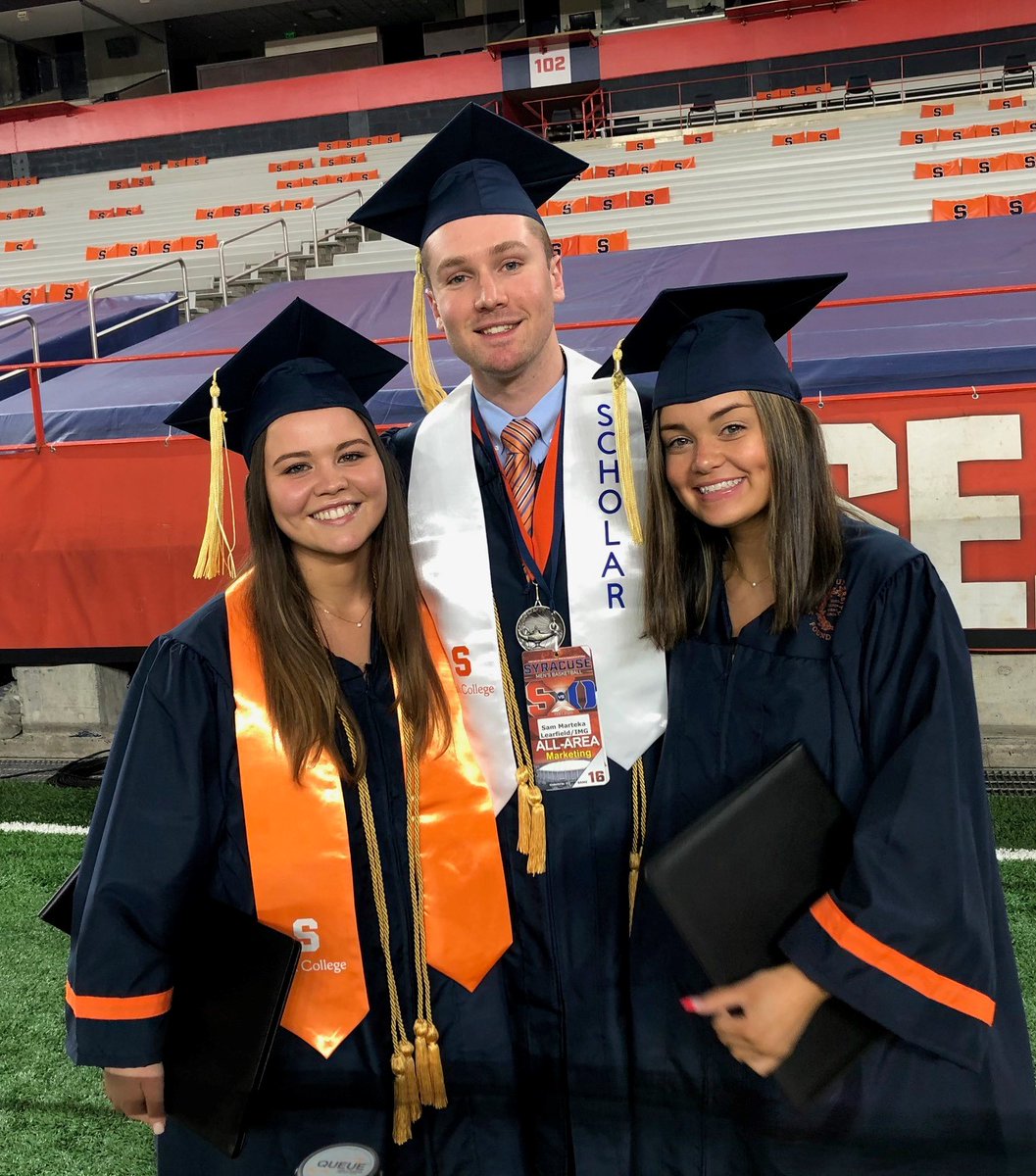 SUSportMgmt's tweet photo. It's Friday of Commencement Weekend here @SyracuseU and time to continue honoring the @SUFalkCollege @SUSportMgmt and @CuseAnalytics Class of 2021! https://t.co/oHtKeRPJIE