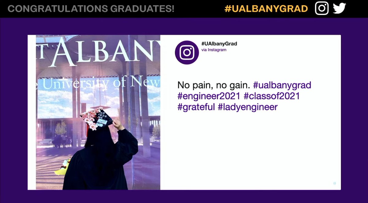 It's official! Degrees were conferred last night at the @UAlbany Virtual Commencement Celebration. Go #GreatDane engineers! The faculty and staff of #UAlbanyCEAS applaud your success! Pictured below is Michelle Jimenez '21, BS Electrical and Computer Engineering. <a href="/lambdadabadoo/">NANO</a>