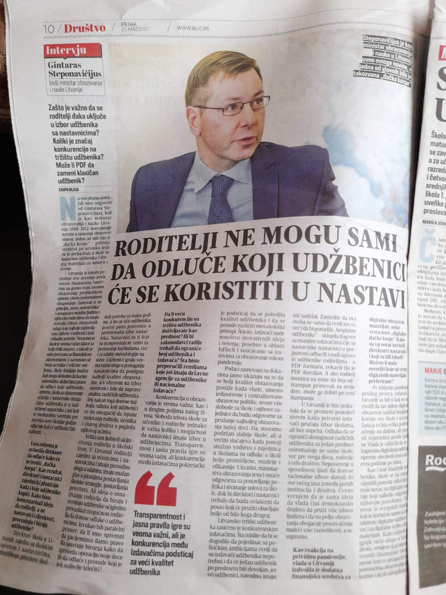 AlekKavcic's tweet photo. Родитељи у Србији не могу да бирају уџбенике, а да плаћају, то су обавезни. Каже неки Литванац, док су у његовој земљи уџбеници бесплатни

Опет плаћен оглас у Блицу. Што неки новинар није потписао ово р��мек дело од интервјуа?

Ала боли кад је бесплатно!
https://t.co/dOfP8LEDVw

. https://t.co/So5Y9yw9Bo