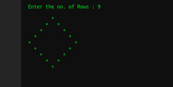 msgeekytaurus's tweet image. Day 51: Daily-Pattern Challenge
#100daysOfCode #WomenWhoCode #womenintech
Build your looping logic with this fun challenge by solving this pattern with your preferable languages👍

Today&apos;s Pattern👇