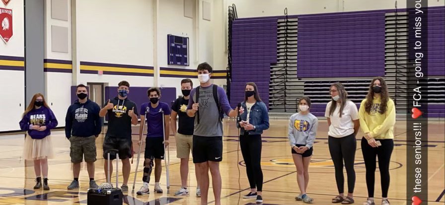 BryanFCA1's tweet photo. Today was our last huddle for our seniors. Thank you for your leadership in faith, school, and athletics. We’ll miss you!!! https://t.co/XnPLicljCT