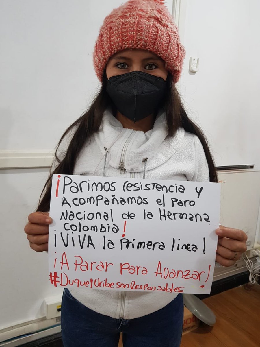 #FeministasporColombia
#ParoNacionalColombia
#DuqueyUribesonresponsables   
#SOSColombia
#NoEsGuerraEsTerrorismodeEstado
#NoEsGuerraEsGenocidio
#ElParoNoPara
#DuquePareLaMasacre
#NosEstanMatando
#AltoYaALaTorturaSexual
#BuscarlesHastaEncontrarles