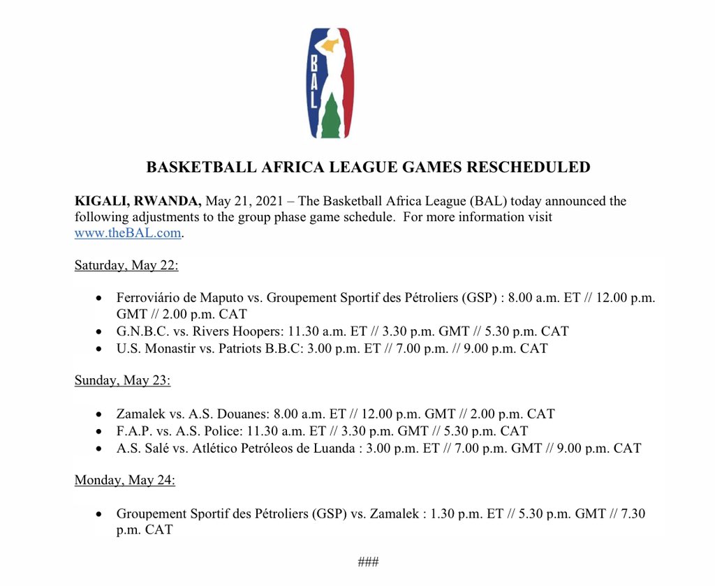 Basketball Africa League The Following Has Been Announced By The Basketball Africa League T Co Ldxegvxq2c Twitter Basketball Africa League The Following Has Been Announced By The Basketball Africa League T Co Ldxegvxq2c Twitter