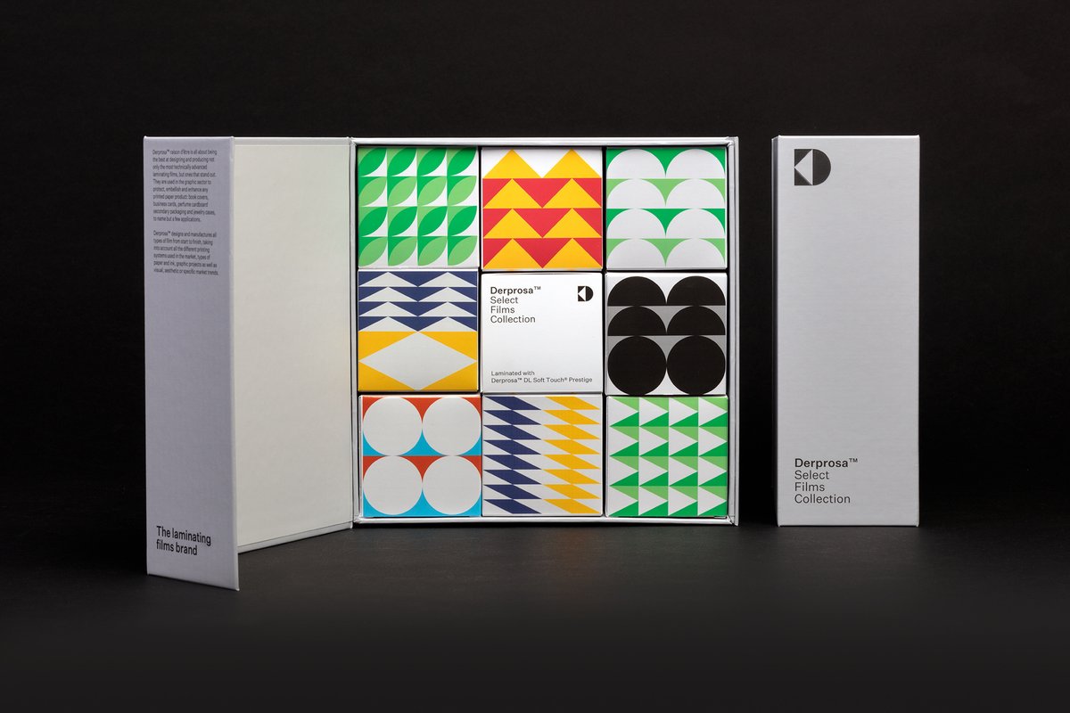 PENTAWARDS's tweet photo. With a visual identity designed by Plácida, the Derprosa Select Films Collection holds 9 boxes that have been laminated with a different film to showcase the choices &amp; benefits their lamination can offer #pentawards #packagingmaterials #derprosa https://t.co/uogX9bVbc2
