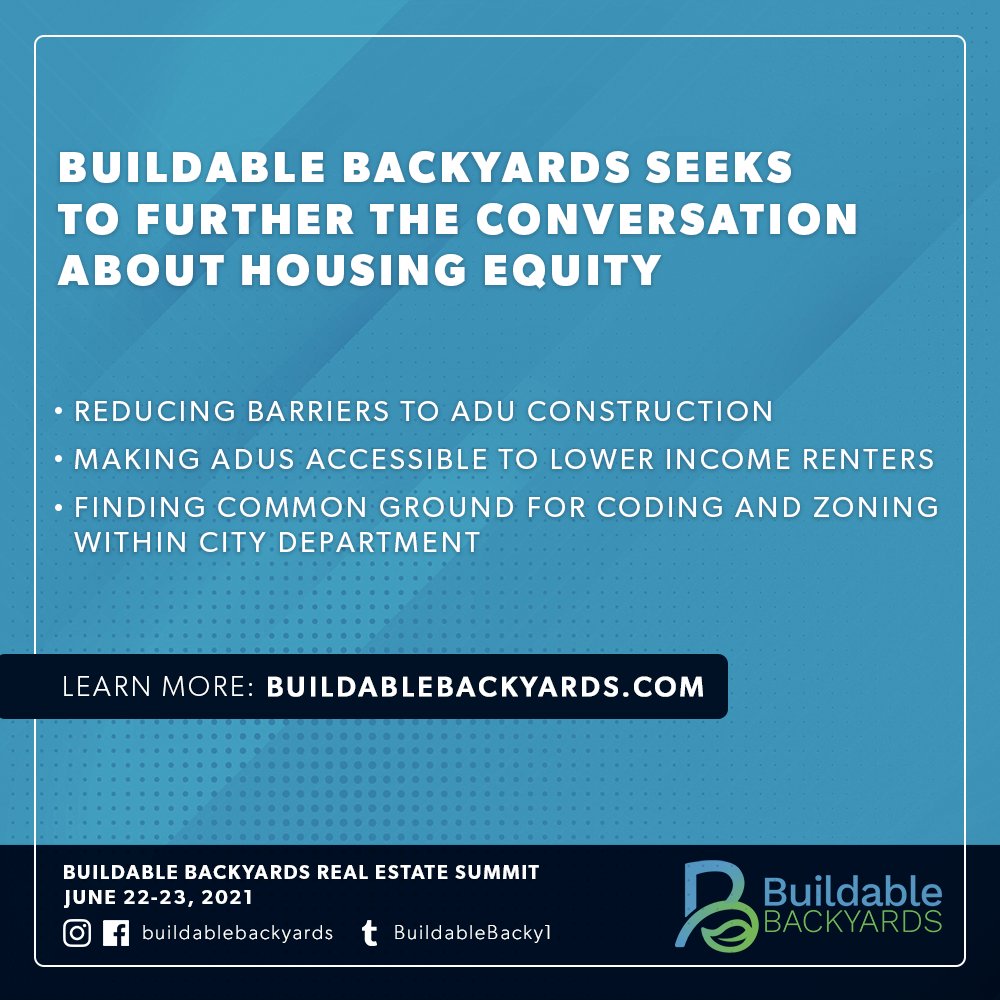 BuildableBacky1's tweet image. 🏠 When you register for #BuildableBackyards, you&apos;re signing up to gain more knowledge about why ADUs can be an important asset to increase housing equity. We&apos;ll discuss these items and much more during one of our seven sessions. We can’t wait to host you! Register today!