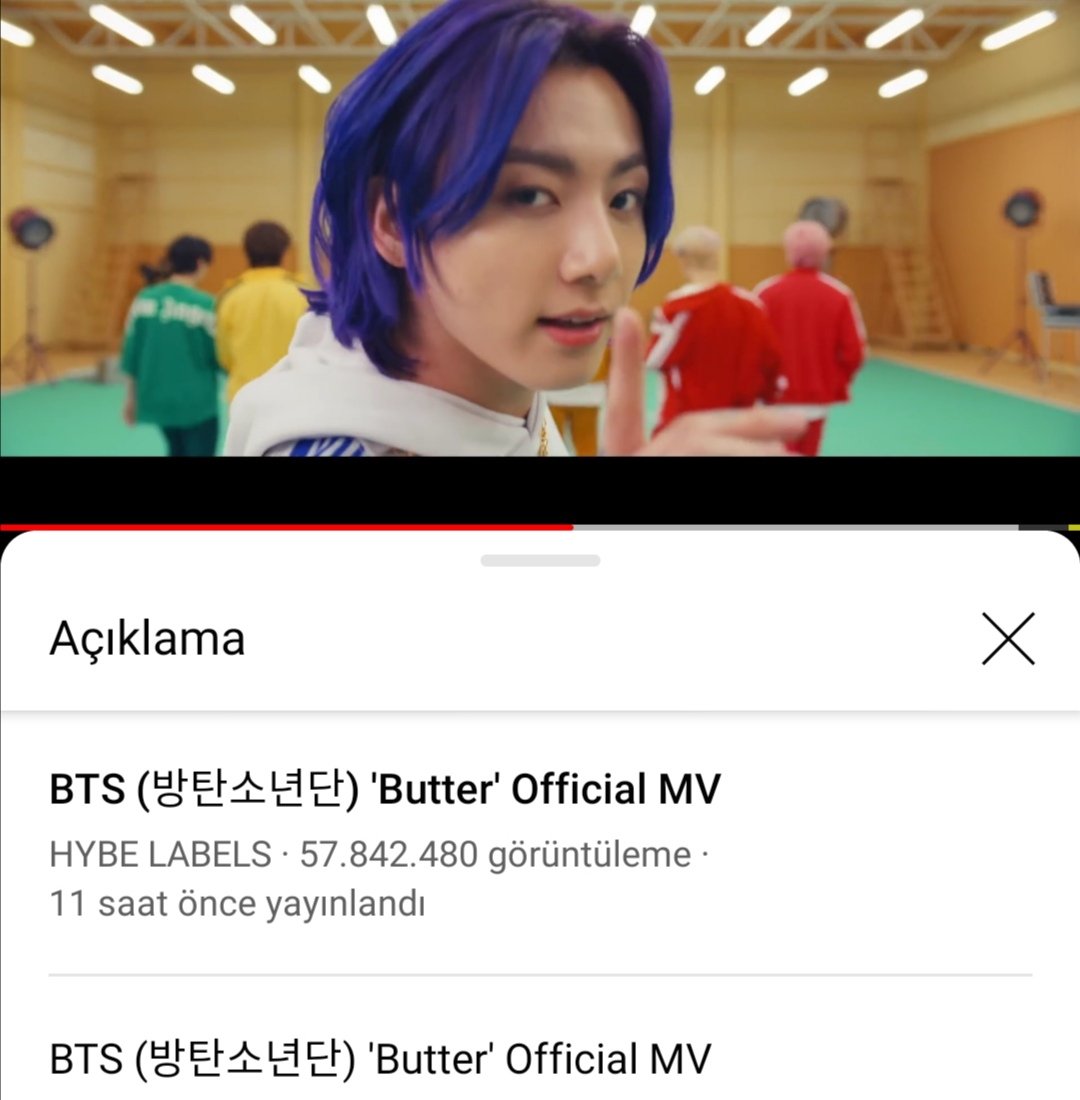purpllee_sky's tweet photo. BTS "Butter" MV izlenmeleri siliniyor https://t.co/0ARpWXocQF