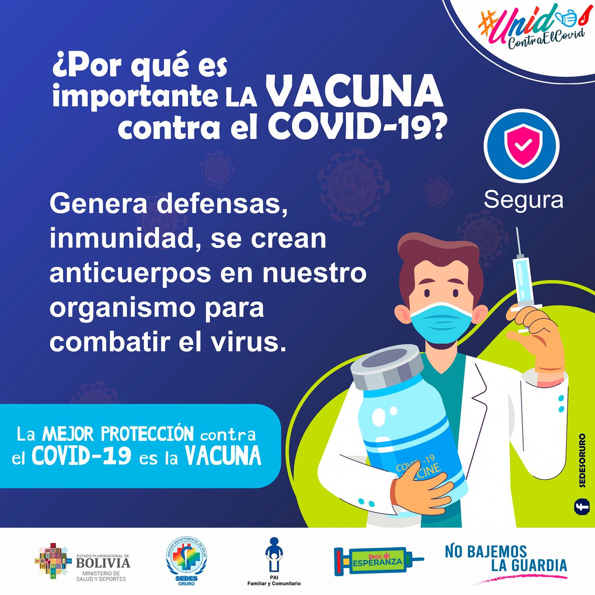 MPSMAyABolivia's tweet photo. 💕#𝐃𝐨𝐬𝐢𝐬𝐃𝐞𝐄𝐬𝐩𝐞𝐫𝐚𝐧𝐳𝐚 💉¡𝐀𝐭𝐞𝐧𝐜𝐢𝐨́𝐧! 

✅ 𝐋𝐚 𝐦𝐞𝐣𝐨𝐫 𝐩𝐫𝐨𝐭𝐞𝐜𝐜𝐢𝐨́𝐧 𝐜𝐨𝐧𝐭𝐫𝐚 𝐞𝐥 #𝐂𝐨𝐯𝐢𝐝_𝟏𝟗 𝐞𝐬 𝐥𝐚 𝐯𝐚𝐜𝐮𝐧𝐚.

#SigamosElProtocolo
#UnidosContraElCovid
#VamosASalirAdelante https://t.co/0CcU5bWkHt