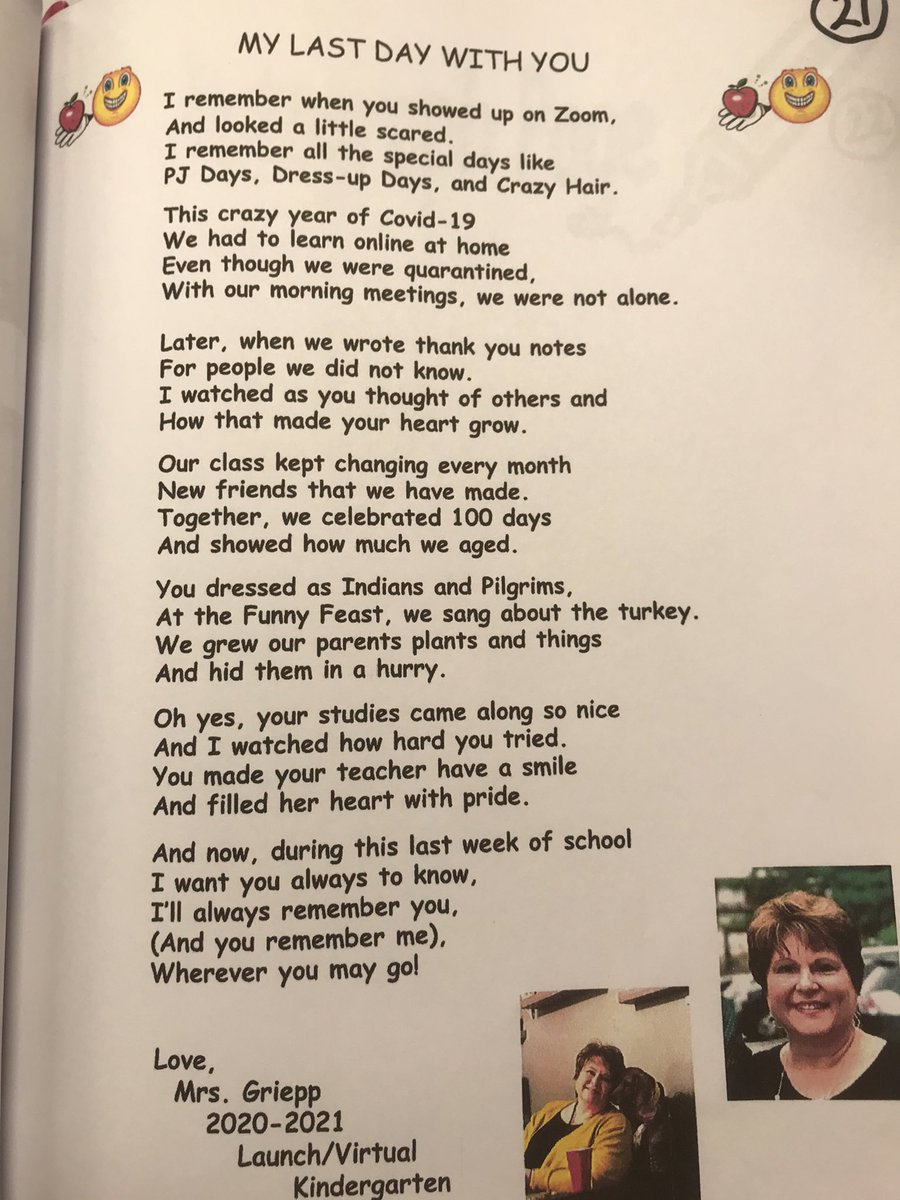 grieppmcb4's tweet photo. When you reach the last Friday, and you’ve written your Last Day poem, and the last Memory book has been delivered to your K-kids, you definitely realize your time is short with these little guys. ❤️ @fueledbylaunch @McBrideMtnLions @officialSPS #ready4first https://t.co/VOSncU7xdu