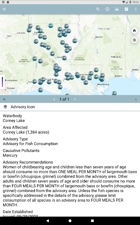 louisiana_deq's tweet photo. The @LADeptHealth, #LDEQ, &amp; @LDWF issued a series of fish consumption advisories for 6 bodies of water. These most recent advisories include 1 new warning &amp; updates to 5 previously issued warnings. Learn more: https://t.co/LSxZFgaS1J

Visit https://t.co/yfv7ouMYZO to view a map. https://t.co/Nu67jg3fYL