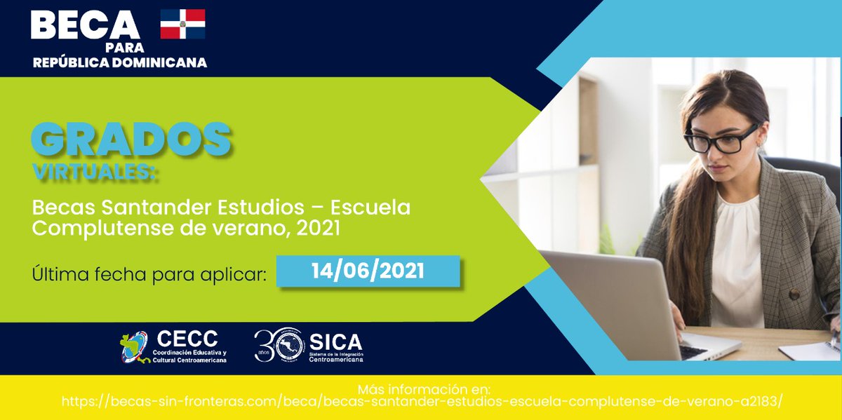 se_CECCSICA's tweet photo. #OportunidadDeBeca

📌Becas para #RepúblicaDominicana en diversas áreas, con el apoyo de la Fundación General de la Universidad Complutense de Madrid  (UCM)

📅Cierre de convocatoria: 14/06/2021

📲Información completa en:
https://t.co/lZKmDVl654

Servicio de difusión únicamente https://t.co/94xetEqGhC