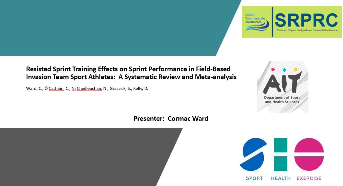 CormacWard3's tweet photo. Really grateful to everyone at the @SRPRC1 for the opportunity to present my research on the resisted sprint training effects on the sprint performance of field-based invasion team sport athletes
@AITDSH @ait_research @SHE_AthloneIT https://t.co/5H7xUunzHW