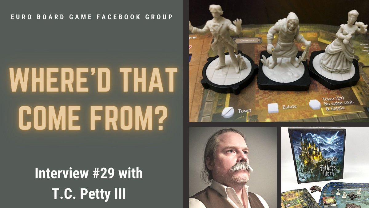 My written interview this week is with the fascinating <a href="/PuppyShogun/">T.C. Petty III 🇺🇦</a>. Find out about his design process for his upcoming game, My Father's Work, from <a href="/PlayRenegade/">Renegade Game Studios</a>. #boardgames #boardgamegeek #tabletopgames facebook.com/groups/euroboa…