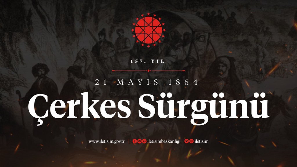 #ÇerkesSürgünü’nün 157. yıldönümünde vatanlarından koparılan ve büyük acılara maruz kalan Çerkes kardeşlerimizi rahmetle yad ediyorum. 

21 Mayıs 1864 #ÇerkesSürgünü Yüreğimizde

Unutmadık Unutmayacağız.