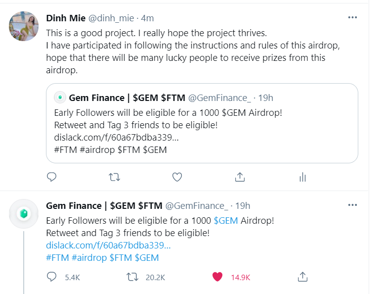 dinh_mie's tweet photo. @GemFinance_ This is a good project. I really hope the project thrives.
I have participated in following the instructions and rules of this airdrop
@Anthony93688376
@LynnNgu21177676
@NghipNguyn20
#FTM #airdrop $FTM $GEM #Fantom #GemFinance https://t.co/kjM5NQIdVg