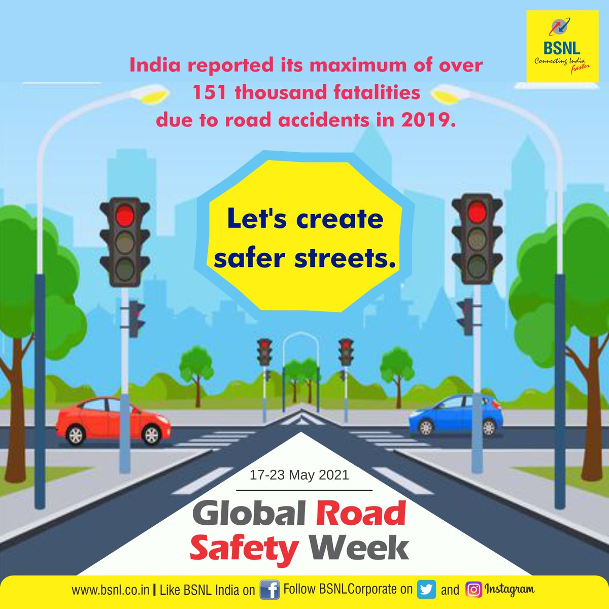 BSNLCorporate's tweet photo. Simple rules when followed can prove to be life-saving. Let's be safe and create #saferStreets for all. @MORTHIndia @UNRSC #GlobalRoadSafetyWeek #BSNL #Unite2FightCorona #Love30 https://t.co/rtDVeDfzg6