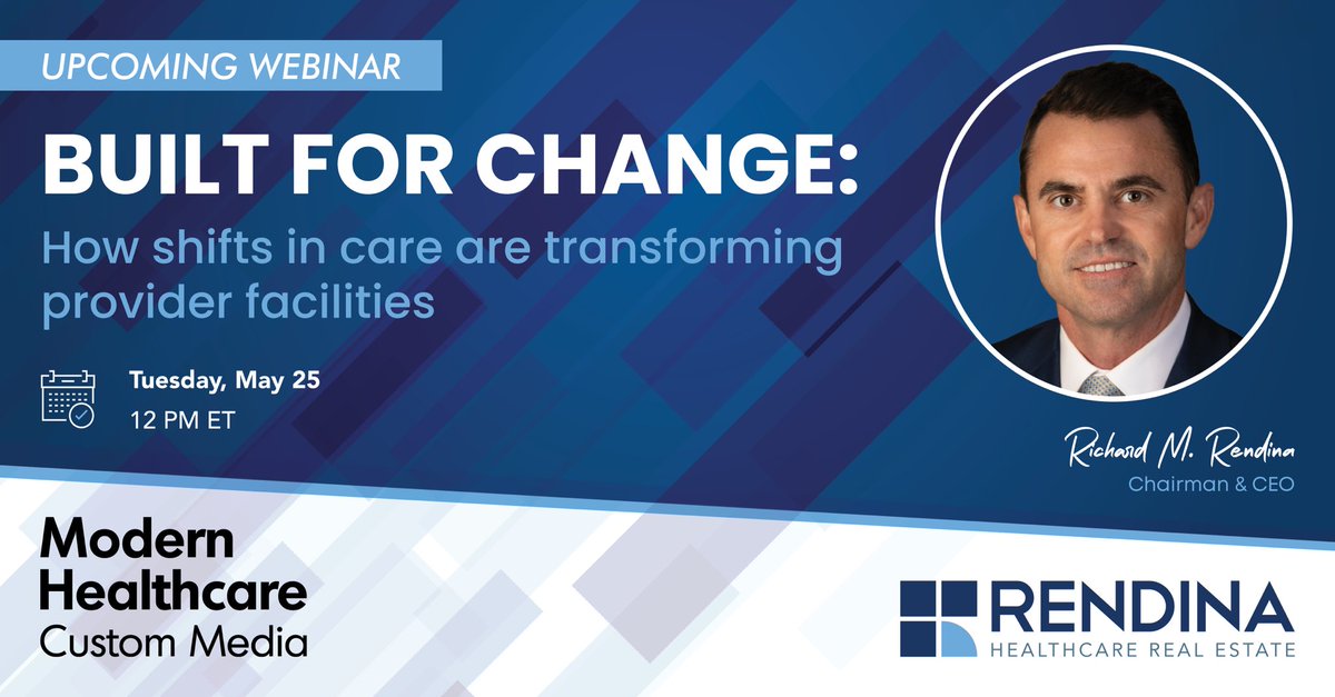 Join us and our Chairman &amp; CEO, <a href="/RichardRendina/">Richard M. Rendina</a>, for a webinar hosted by <a href="/modrnhealthcr/">Modern Healthcare</a> on Tuesday, May 25th, discussing how shifts in care are transforming provider facilities. Register here: bit.ly/3v1bBCb