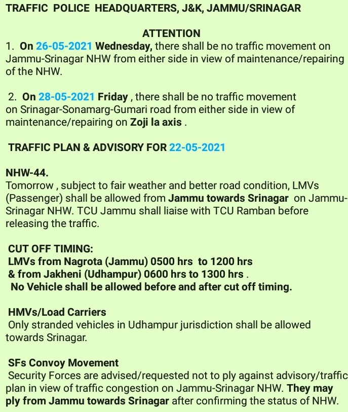 Jammu Kashmir Traffic plan