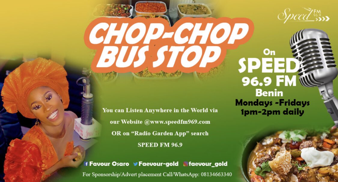 FaevorG's tweet photo. Tune in @Speedfm969 by 1pm join @FaevorG  for di ogbonge program chop chop bus stop https://t.co/UPz5GoXZeC