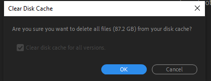 officiallyazzam's tweet photo. So I've been using After Effects quite a bit and every time I get to learn something new. Apparently, purge disk cache. Just watch this screenshot of how much I will delete by doing this. A whopping 87 GB https://t.co/alc6BCbQN4