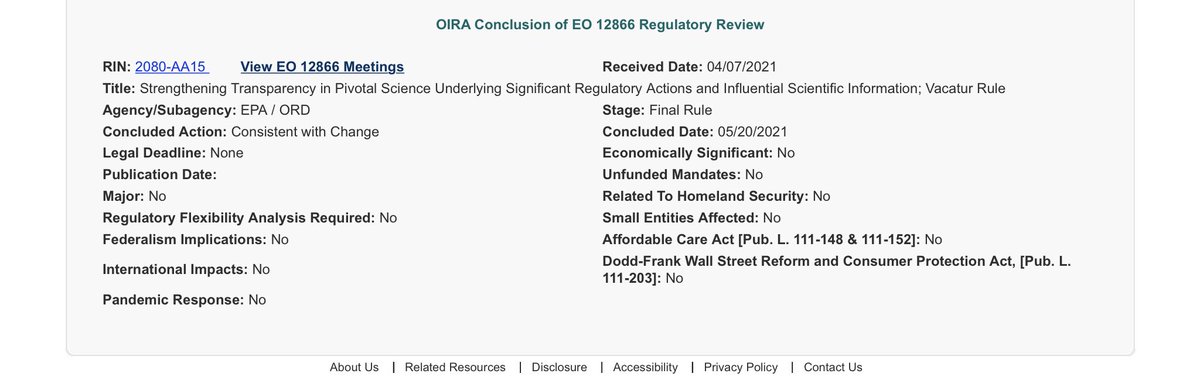billingspg's tweet image. Finally the @EPA rule to vacate the illegal #censoringscience rule has cleared @OMBPress. #sciencenotsilence