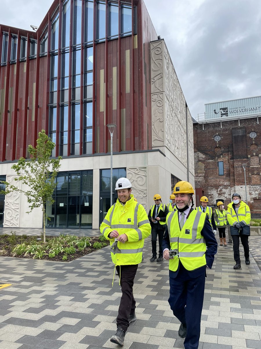 wlv_uni's tweet photo. The tour was led by one of our graduates Liam Davies of @isglimited who is working on the construction project, and we were joined by @Stuart4WolvesSW and local leaders and partners @WolvesCouncil @blackcountrylep https://t.co/yK5Bu1EPOW