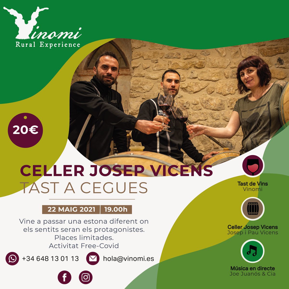 Tast a cegues, joc dels sentits, vins i gent 🔝de la #TerraAlta... 
El millor pla per n'este dissabte. 

🏃‍♀️🏃Si t'hi pots escapar, corre a reservar plaça, que en queden poques🍷

#VinomiRuralExperience
#cellerjosepvicens