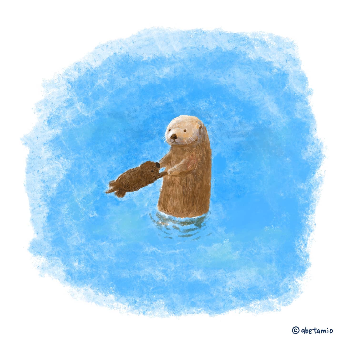 Twitter 上的 あべたみお 可愛い子には旅させよ If You Love Your Child Send Him Out Into The World 可愛い子には旅させよ Seaotter ラッコ好き ラッコ親子 海獺 ラッコイラスト 動物イラスト Illustration 2コマ漫画 イラスト Procreate