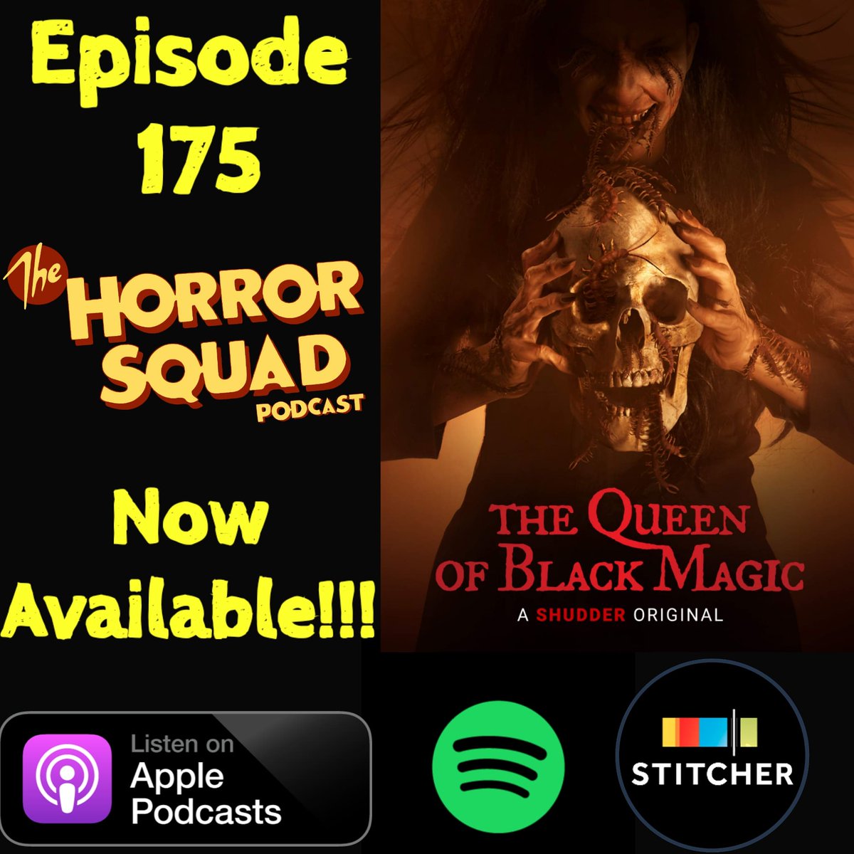 Our new episode is now available!!! We discuss "The queen of black magic" streaming on <a href="/Shudder/">Shudder</a>. This week we are also joined by Writer/directors <a href="/mercershark/">Matt Mercer</a> and <a href="/The_Prolefeed/">Mike Testin</a> to discuss their new movie "Dementia Part 2".  find us on iTunes,Spotify,Stitcher or wherever you pod