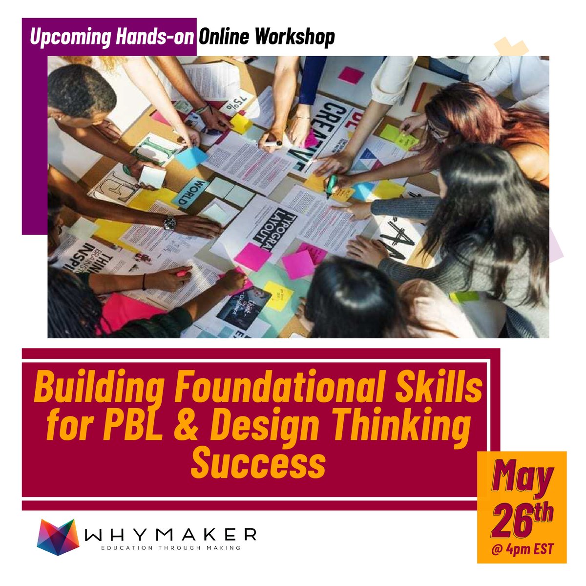WhyMaker's tweet photo. Joining us for next weeks workshop is Kristina Waner. Kristina will share with us her strategies and other insights into rolling out successful PBL experience for her students. https://t.co/lmqfgKdoHn
#teachingstemnow #makered #teachersforteachers #youngengineers https://t.co/CLfRCuCmL9
