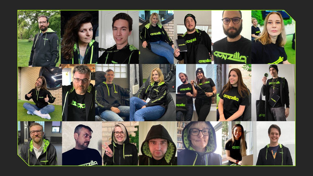 GunzillaGames's tweet photo. Here’s our team showing their Gunzilla pride 🦖 Join our fun bunch and express yourself with us: https://t.co/W8kUENngSb
#GunzillaTeam #GameDev #WorkingFromHome #GunzillaGames #GameDevelopment https://t.co/vvZnE5lu8J