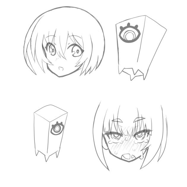 rkgkしてたら30秒ぐらいで描いた四角いのの方が可愛く見えてきてしまってダメだった。 