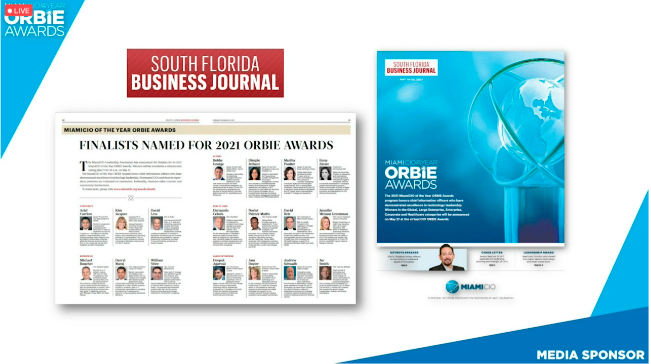 InspireCIO's tweet photo. Be sure to check out the features on the 2021 #MiamiCIO #ORBIE finalists, keynote and leadership award recipient in the @SFBJNews Special Section. Also available here: https://t.co/INAF3vbjyn https://t.co/hnwO9Wak9F